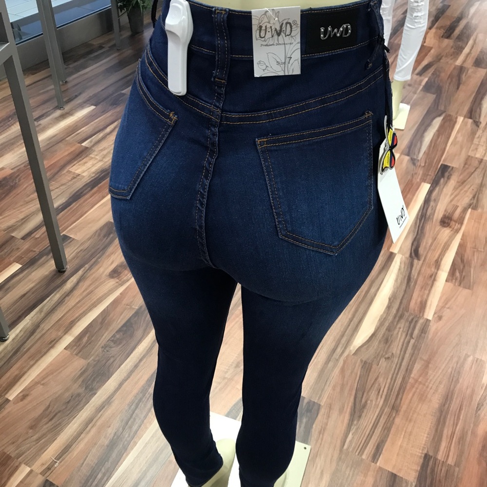 ‼️ Dark Highwaist Stretch Denim Jean High Rise - Picture 6 of 8